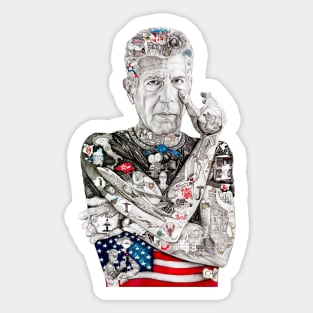 Anthony Bourdain Art Collage Parts Unknown Sticker